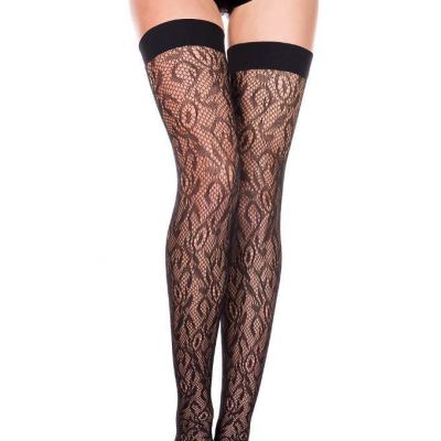 sexy MUSIC LEGS sheer LACE floral DELICATE thigh HIGHS stockings PANTYHOSE nylon