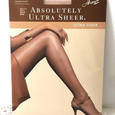 Hanes Control Top Sandalfoot Absolutely Ultra Sheer Size A Natural Pantyhose 707