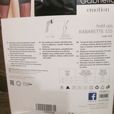 Gabriella Kabarette Lace Top Fishnet Backseam Hold Ups 155 Sizes 1-2 and 3-4
