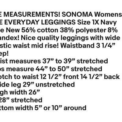 SONOMA THE EVERYDAY Womens LEGGINGS Size 1X Navy Blue New