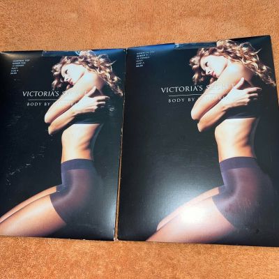 Victoria's Secret Body by Victoria Control Top Sheer Toe 15 Denier Navy Sz A