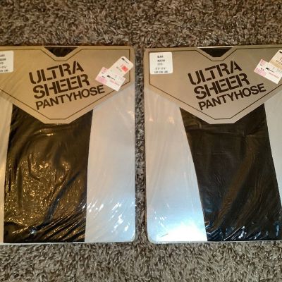Lot of 2 - Arrowood Mills ultra sheer pantyhose, color black, size: M