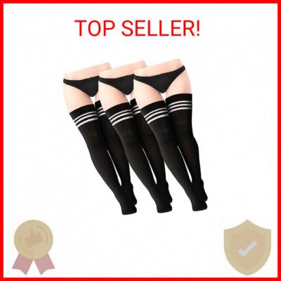 Bencailor 3 Pairs Plus Size Womens Thigh High Socks over the Knee Stockings Extr