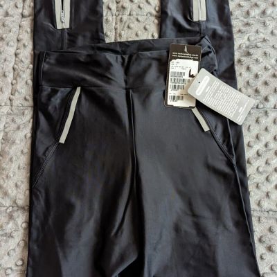 Women's Glossy Blue/Black High Waist Yoga Pants Workout Running Leggings Size L