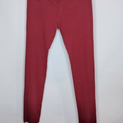 Almost Famous Womens Large Color Red Stretch Button/Zip Casual Style Leggings