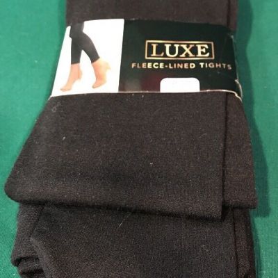 Luxe S/M or M/L BLACK soft fleece lined footed tights NEW