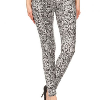 Snakeskin Print, Full Length, High Waisted Leggings In A Fitted Style With An El