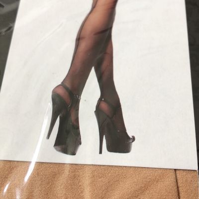 Leg Avenue Sheer Nude Nylon Thigh High With Back seam Stockings Women's O/S NEW