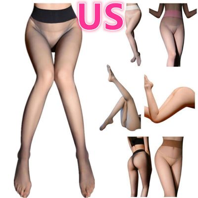 US Women's Elastic Tights Ultra Thin Pantyhose Support Tights High Waist  Pants