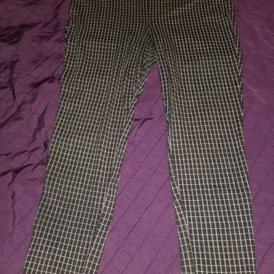 Seven 7 Jeans Pull On Legging Black White Plaid Flat Front Size XXL Slimming