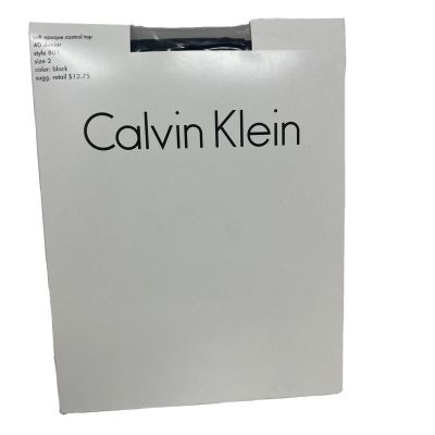 New Calvin Klein Soft Opaque Control Top Black Style 801 Size 2 40 Denier