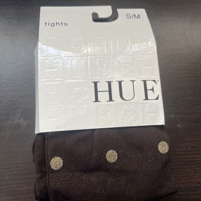 HUE Womens Control Top Tights Size S/M  Brown Gold Polka Dot Espresso