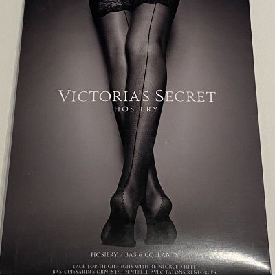 Victoria Secret Lace Top Stockings Back Seam Thigh Highs Magenta Pink MEDIUM
