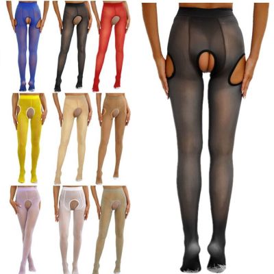 US Women's Shiny Opaque Pantyhose High Waist Tights Stockings Hollow Out Pants