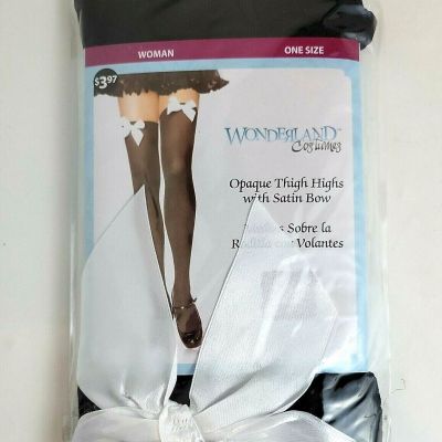 Wonderland™ Costumes OPAQUE THIGH HIGHS with Satin Bow (1 Size Woman) - NIP