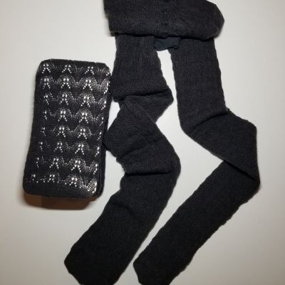 B.ella Wool Blend Crochet Tights Black Size M/L