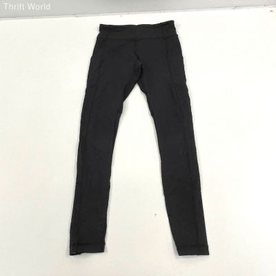 Women's Lululemon Black Plain Active Wear Leggings Zip Pocket - Size 6