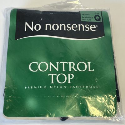 NEW No Nonsense pantyhose size Q control top Navy reinforced toe CA9