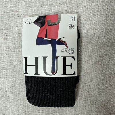 New Hue Womens Classic Rib Tights Control Top Graphite Heather Size 1