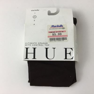 Hue Opaque Tights Control Top Size 2 Espresso Brown Fits 120-170 Lbs New