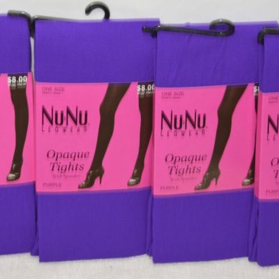 4 New Footed PURPLE Opaque Tights Pantyhose Lot One Size 4'10
