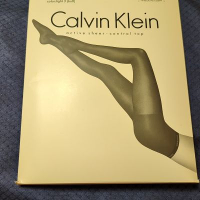 Calvin Klein Tights, Size B Active Sheer Control Top. #904 Color Light 3 (Buff)