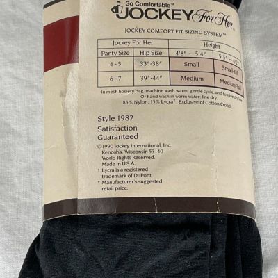 Vintage Black Jockey For Her Footless Tights Size Medium Tall-USA Made-NEW
