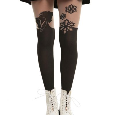 NEW DISNEY FROZEN ELSA & ANNA SISTERS FOREVER SNOWFLAKES Faux Thigh High Tights