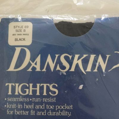 Vintage 80's Danskin Tights Size B NEW Black Seamless Run Resistant