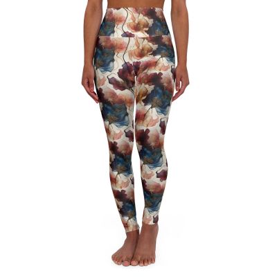 Leggings Watercolor Floral High Waisted, Yoga Pants, Workout, Gym, Plus size