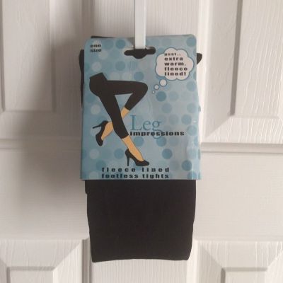 NEW Black Fleece Lined Footless Tights Leg Impressions One Size Fits 100-165 lbs