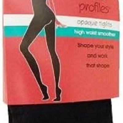 Leggs Profiles opaque black tights high waist smoother size M, moderate control