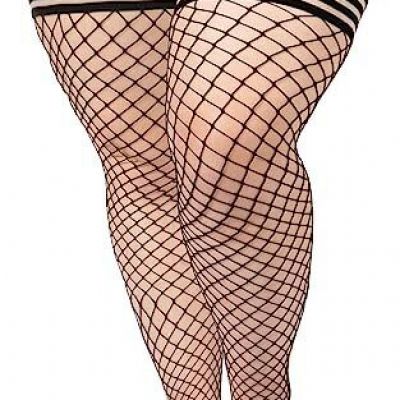 Moon Wood Plus Size Fishnet Stockings for Women Silicone Top Stay Up Lingerie...