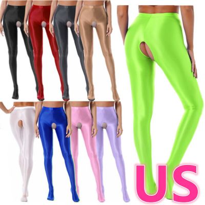 US Women's Glossy Pantyhose Shiny High Waist Tights Stockings Pants Footed Party