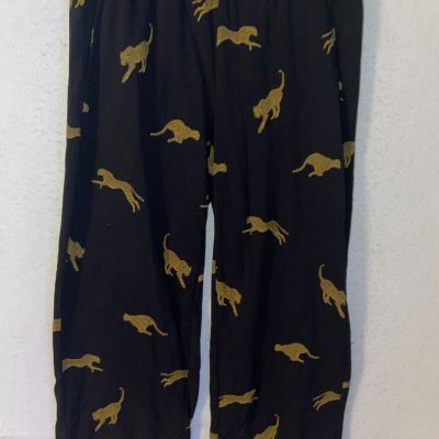 Torrid Sz 1 Black Leggings Workout Pants Cheetah Leopard Fleece Lined