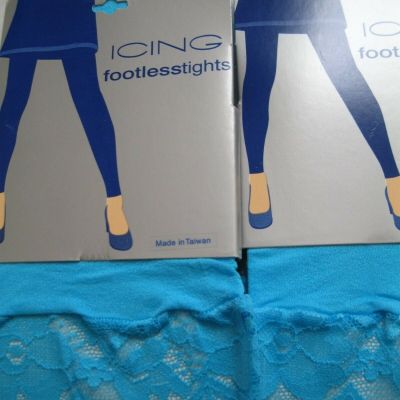 ICING FOOTLESS TIGHTS TOELESS LIGHT BLUE SIZE S/M  2 PACK