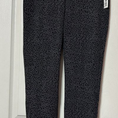 Daily Ritual Ponte Knit Skinny-Fit Leopard Leggings Ankle Gray/Black NWT S