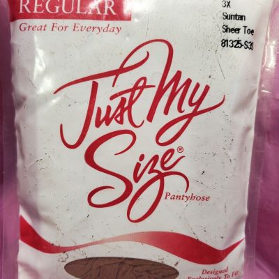 Just My Size Regular Pantyhose Size 3X Off Suntan Nylon Stockings