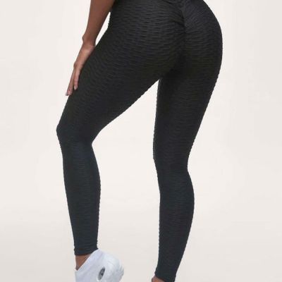 High Waist Butt Lifting Textured Legging, color Black, Size L, NEW!!!
