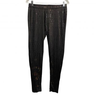 DECIBEL Women Leggings Size L Black Gold Polka Dot Stretch Shiny Yoga 81-19