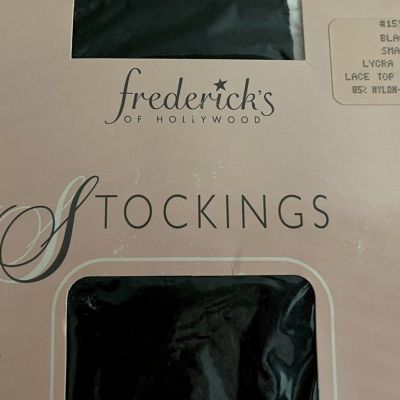 Y2K Vtg.  Fredericks of Hollywood Lace top Stocking Lycra  Black Deadstock S/P