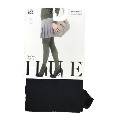 Hue Women Opaque Tights Non Control Top 1 Pair Sz 3 Black Denier 40