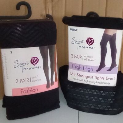 Secret Treasures Tights - Women's Thigh High & Sheer Tights 2 Pair in each pack