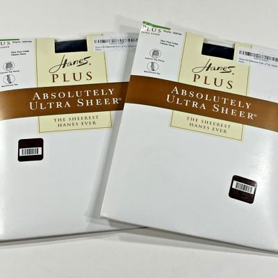 (2) Hanes Plus Absolutely Ultra Sheer Pantyhose Size Plus Petite Classic Navy