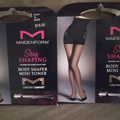 2 Packs Maidenform  Body-Shaper Mini-Toner Sheers Nude  XL