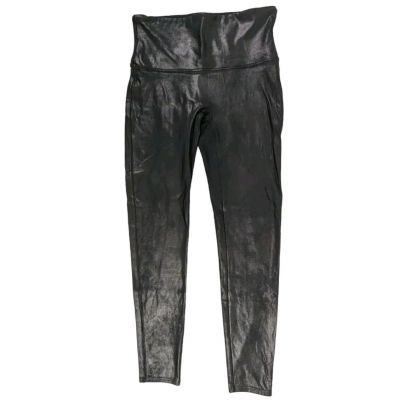 SPANX Black Faux Leather Leggings Women’s XL Extra Large Black Shapewear Shiny