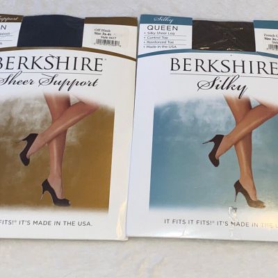 Berkshire Queen Silky Control Top Pantyhose Coffee Sheer Support Off Black 3x-4x
