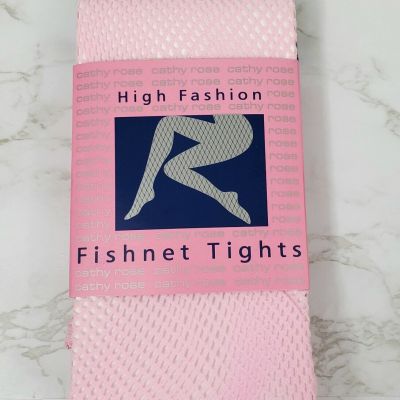 New Cathy Rose Sheer High Fashion Pink Queen Size Fish Net Tights Stockings