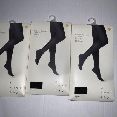 1PAIR Super Opaque tights - BLACK by A NEW DAY 80 denier Small / Medium size