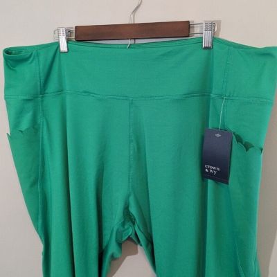 Crown & Ivy Green Leaf Scalloped Pocket Leggings NEW 4X Plus Size $49.50